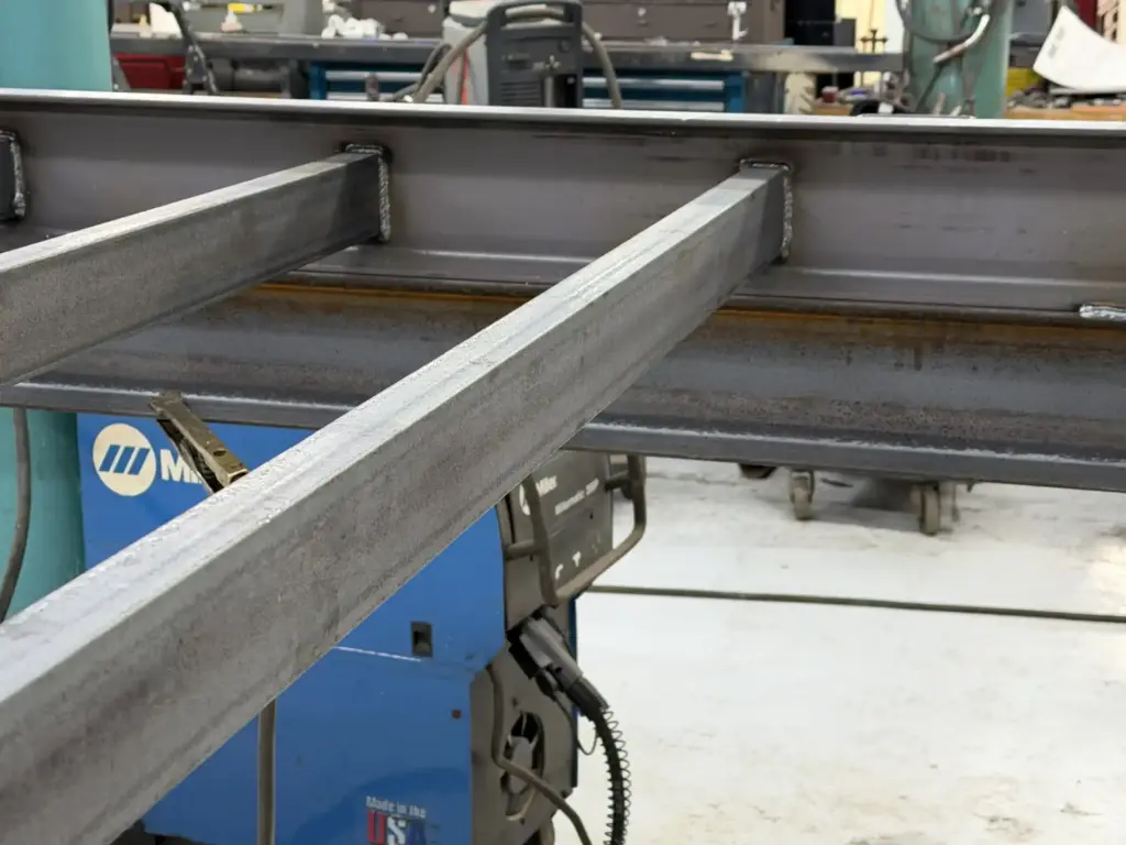 Fully welded trailer frame and crossmembers built at Iron Mann Industries Flint MI